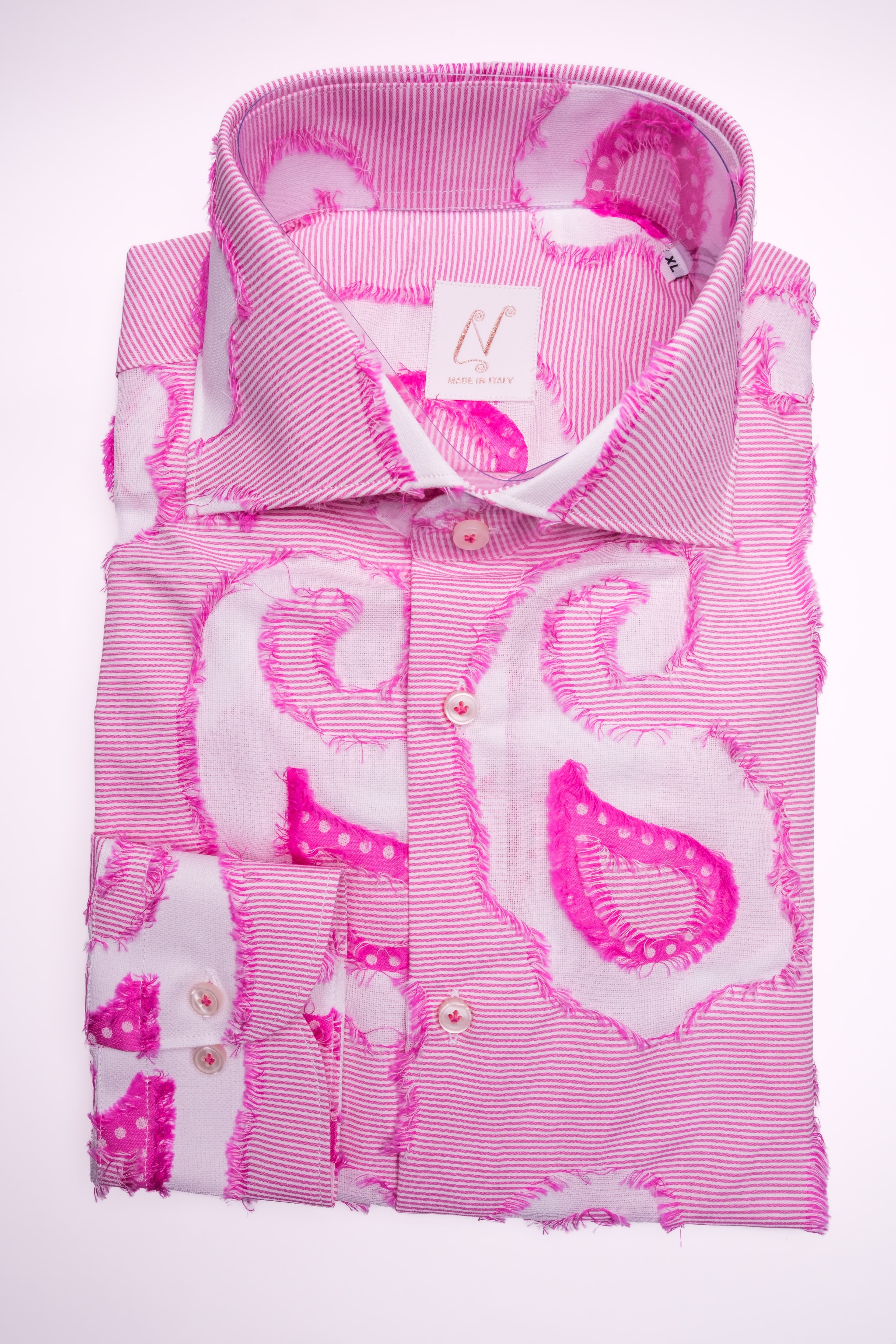 Long Buttons - Fushia Cotton Frayed Cashmere