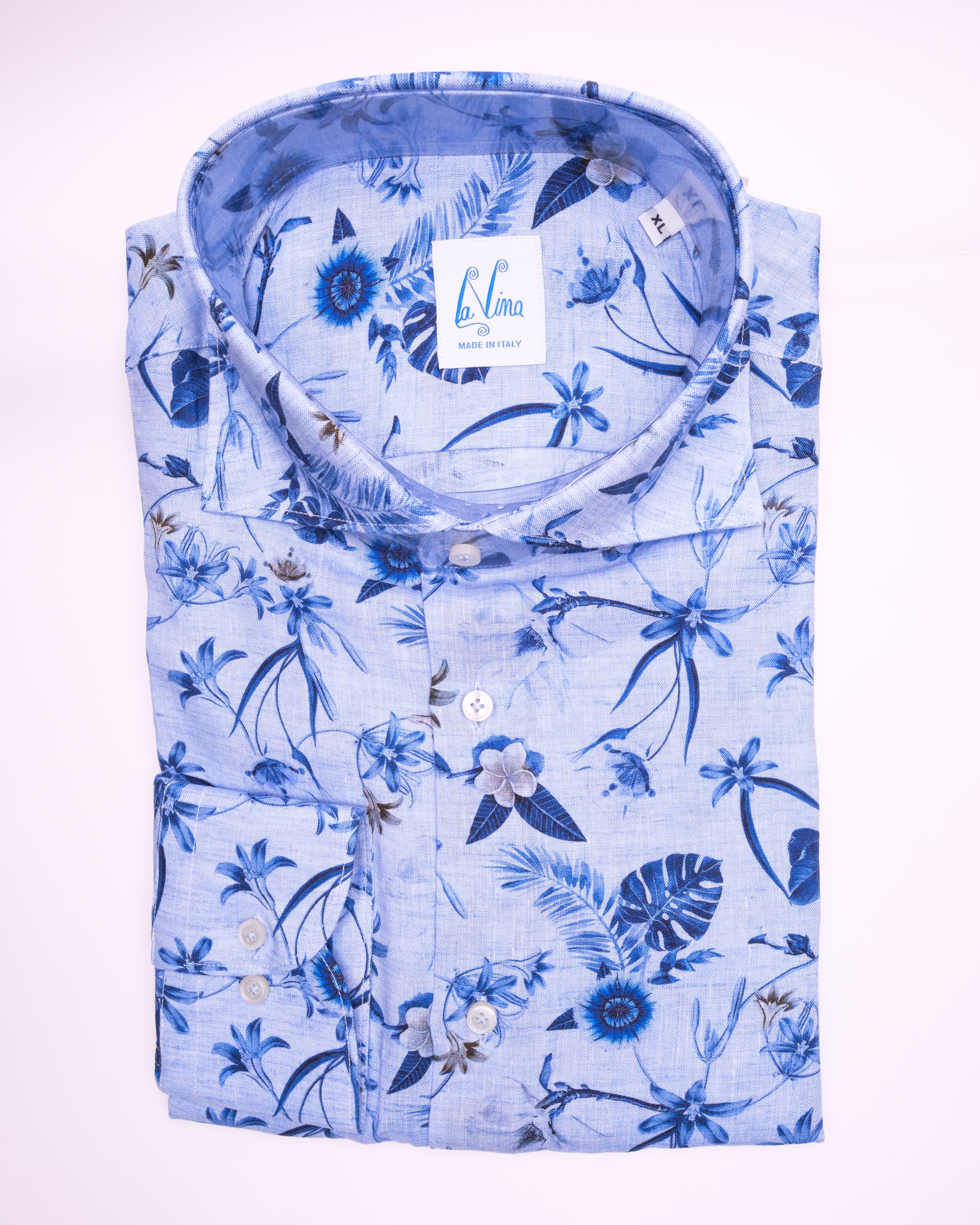 Long Buttons - Blue Linen Floral