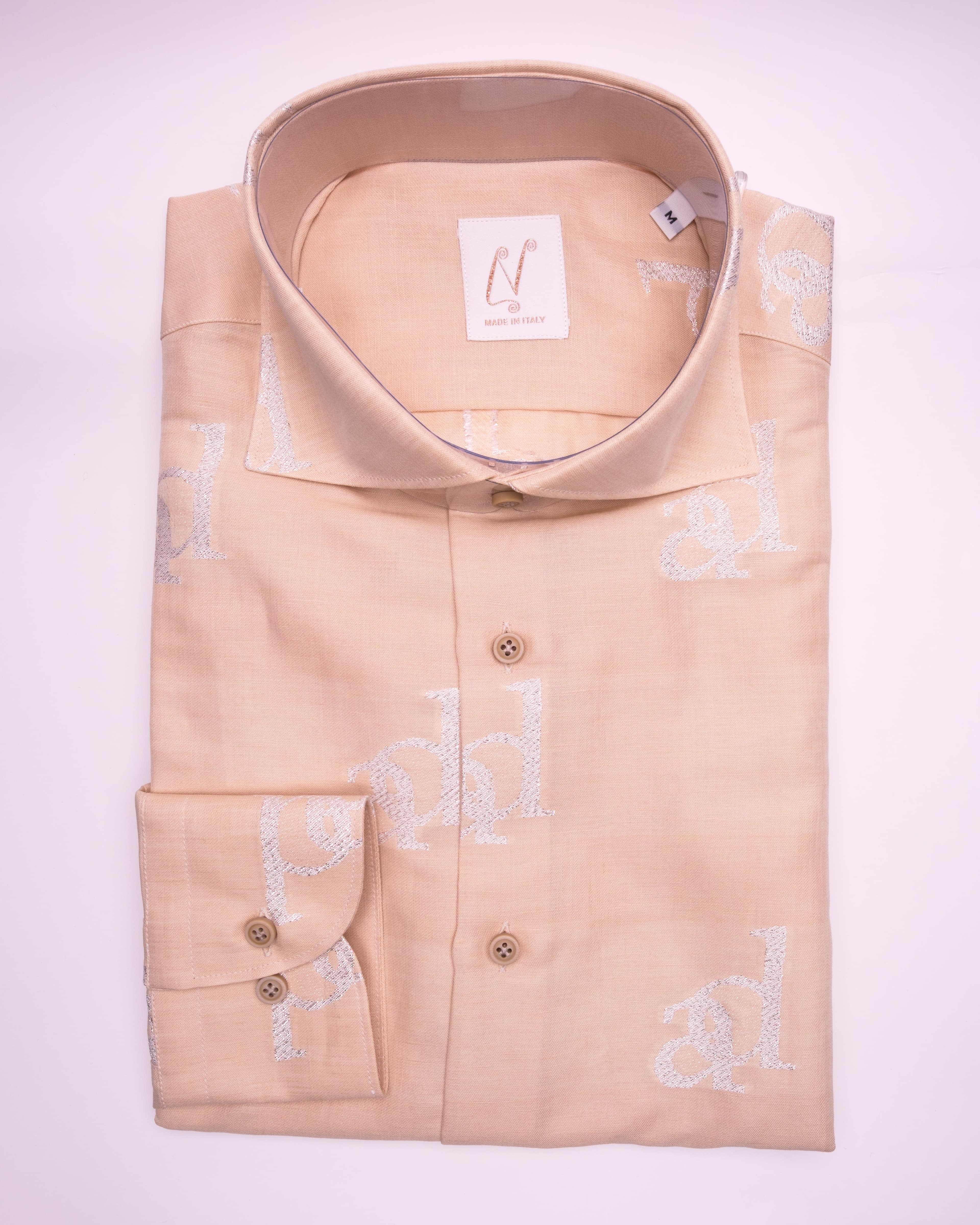 Long Buttons - Brown Linen Silver Print