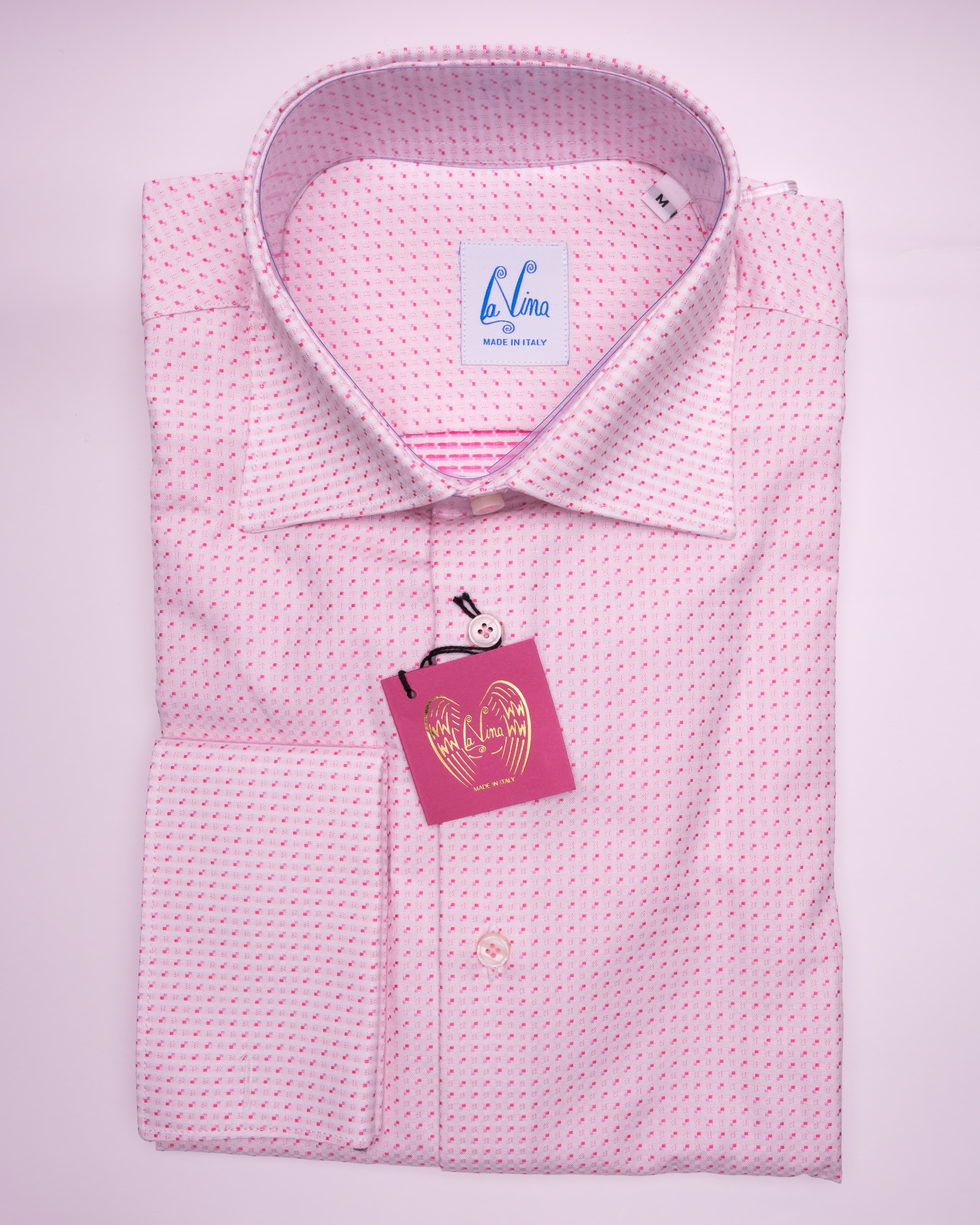 Long Cufflinks - Pink Cotton Fushia Dot