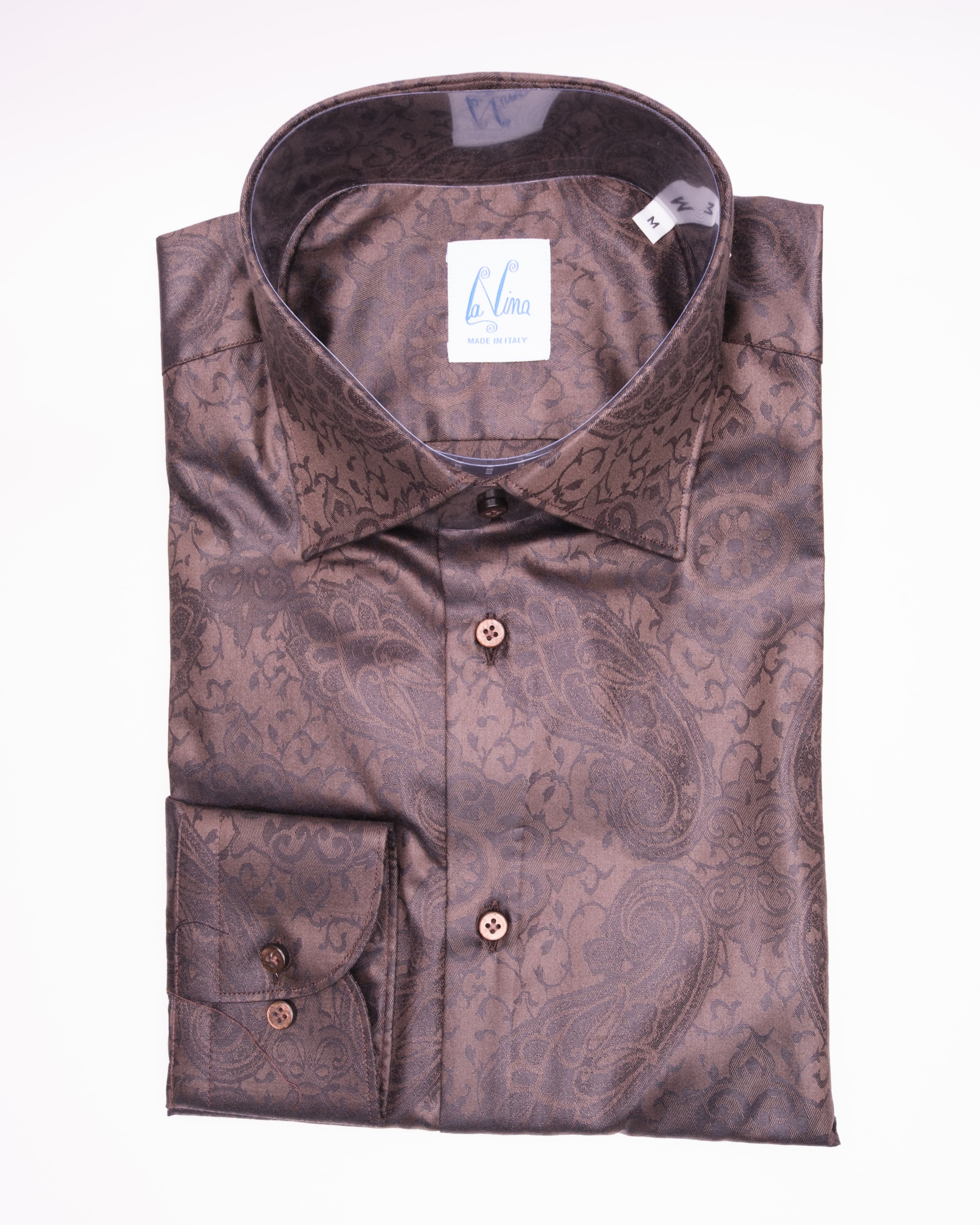 Long Buttons - Dark Brown Cotton Cahmere Print