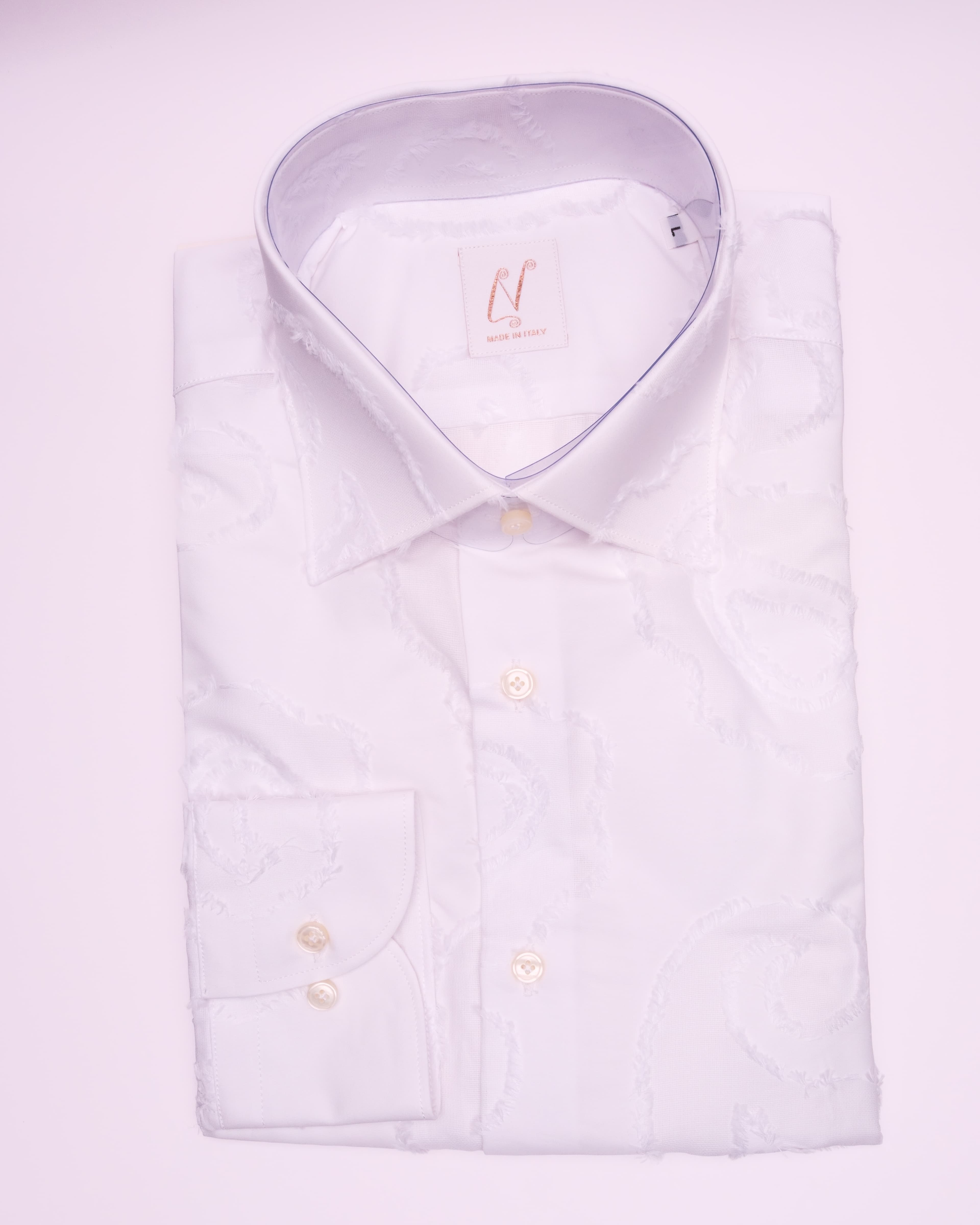 Long Buttons - White Cotton Frayed White